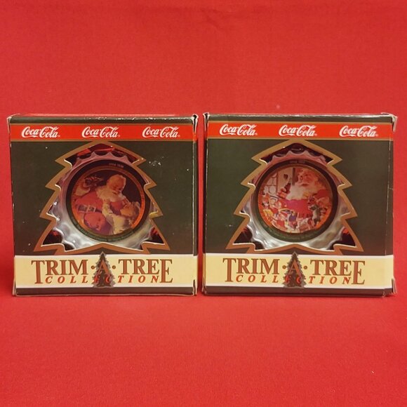 Vintage Coca Cola Santa Claus Coke Bottle Cap Circa 1938 Circa 1953 Lot of 2 Tri - Picture 2 of 11